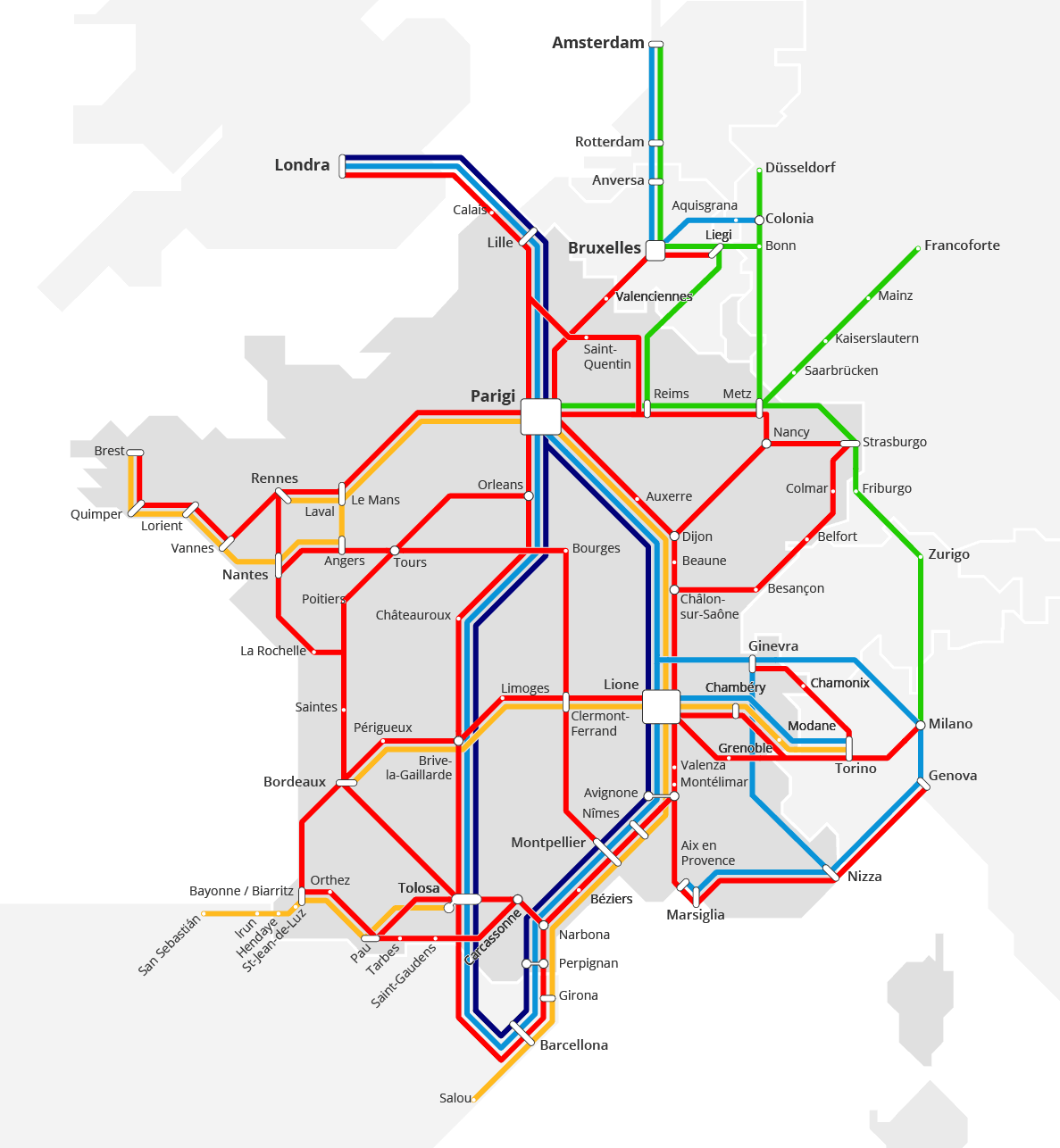 Goeuro - Mappa autobus italia francia